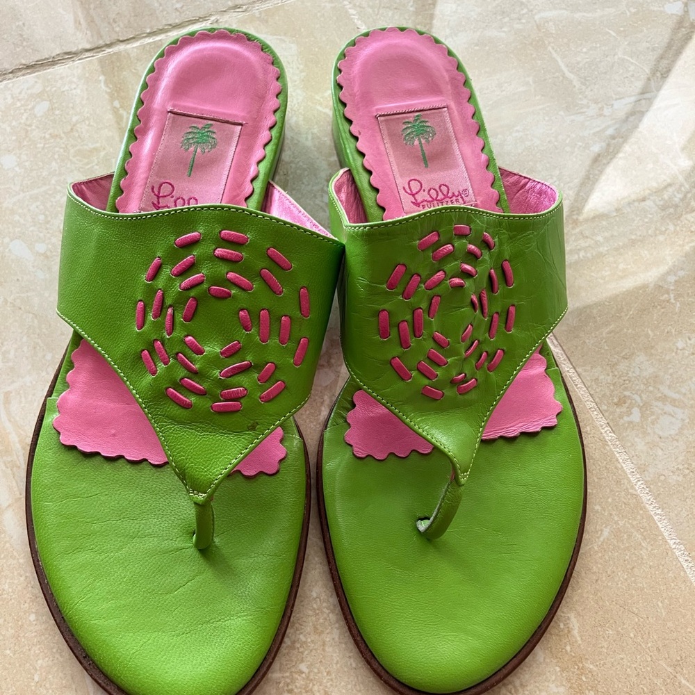 Lilly Pulitzer Sandals Pink & Greem
